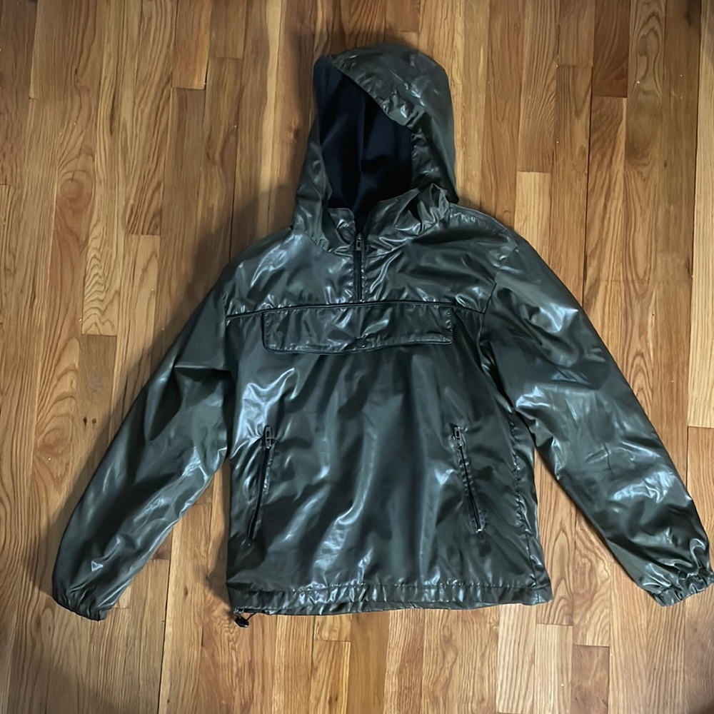 Olive Green Pullover Windbreaker